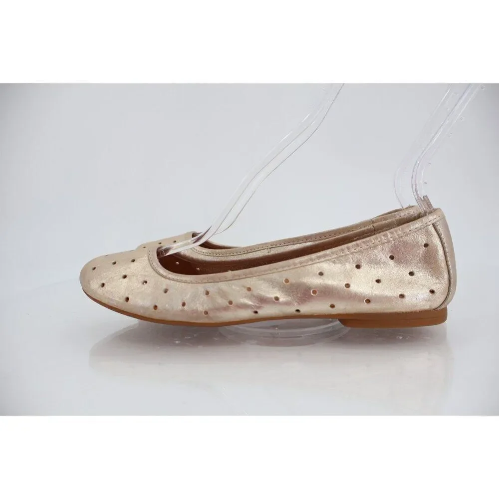 KORK-EASE Nessa Ballet Flat Round Toe Women's 7.5 Gold Leather Comfort Shoes